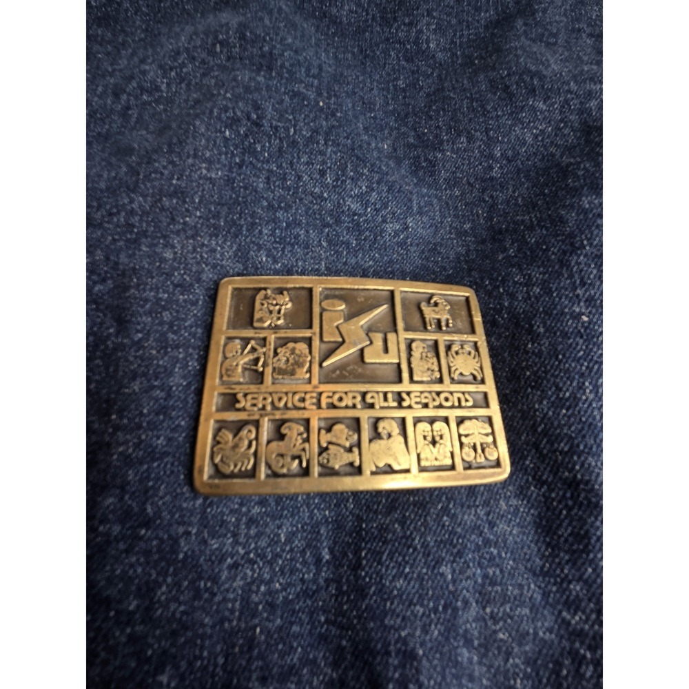 Service for All Seasons Zodiac Astrology Solid Brass Belt Buckle